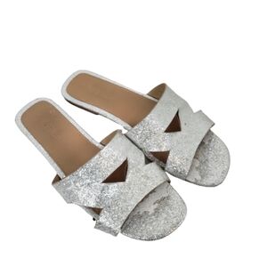 Olivia Miller Knights silver glitter slide sandals